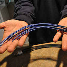 Close of shot of a tool used to clean air ducts